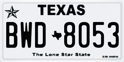 TX license plate BWD8053