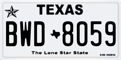 TX license plate BWD8059
