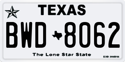 TX license plate BWD8062