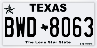 TX license plate BWD8063