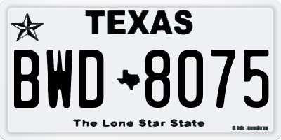 TX license plate BWD8075