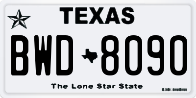 TX license plate BWD8090