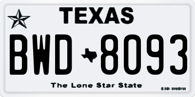 TX license plate BWD8093