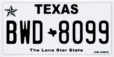 TX license plate BWD8099
