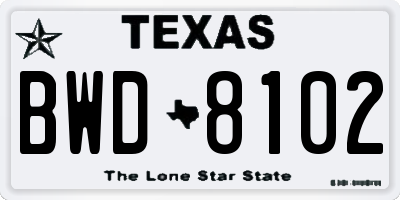 TX license plate BWD8102
