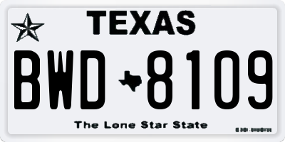 TX license plate BWD8109