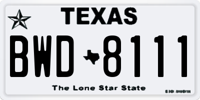 TX license plate BWD8111