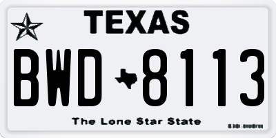 TX license plate BWD8113