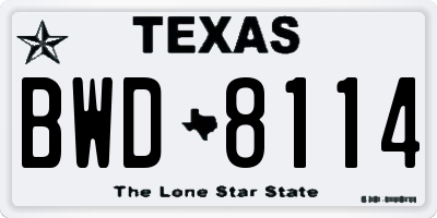 TX license plate BWD8114