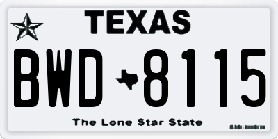 TX license plate BWD8115