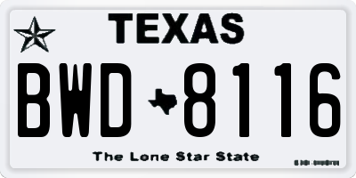 TX license plate BWD8116