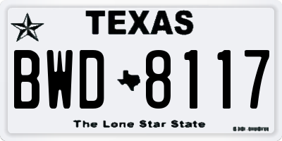 TX license plate BWD8117
