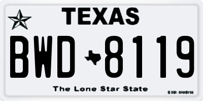 TX license plate BWD8119