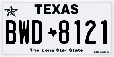 TX license plate BWD8121