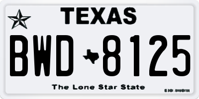 TX license plate BWD8125