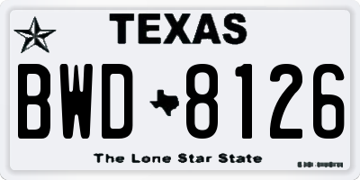 TX license plate BWD8126
