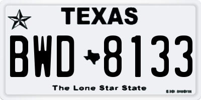 TX license plate BWD8133