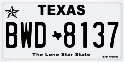 TX license plate BWD8137