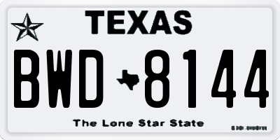 TX license plate BWD8144