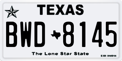 TX license plate BWD8145