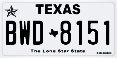 TX license plate BWD8151