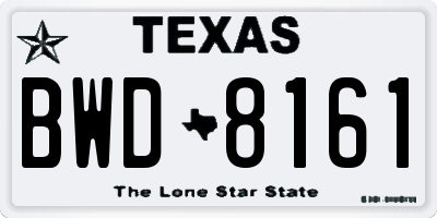 TX license plate BWD8161