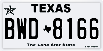 TX license plate BWD8166