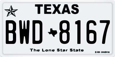 TX license plate BWD8167