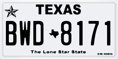 TX license plate BWD8171