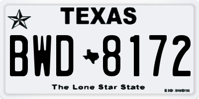 TX license plate BWD8172