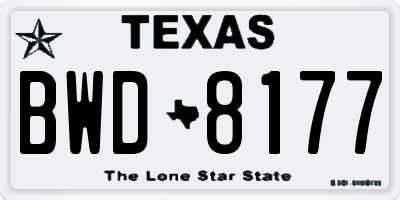 TX license plate BWD8177