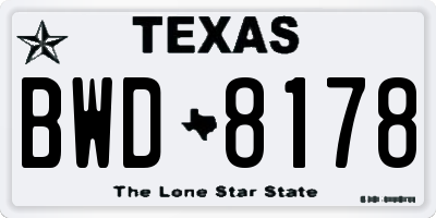 TX license plate BWD8178