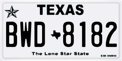 TX license plate BWD8182