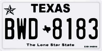 TX license plate BWD8183