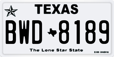 TX license plate BWD8189