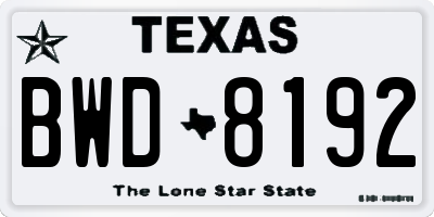 TX license plate BWD8192