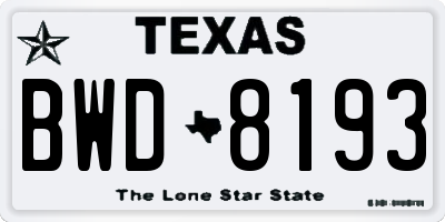 TX license plate BWD8193