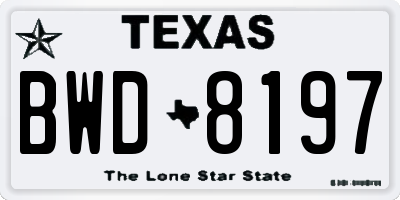 TX license plate BWD8197