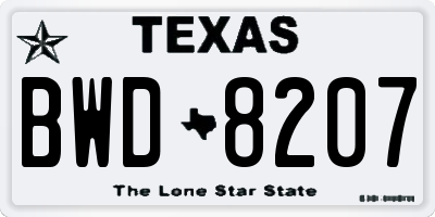 TX license plate BWD8207