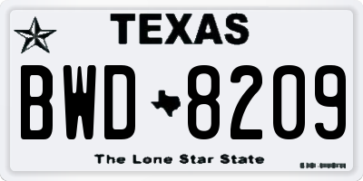 TX license plate BWD8209