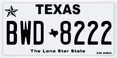 TX license plate BWD8222