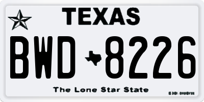 TX license plate BWD8226
