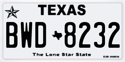 TX license plate BWD8232