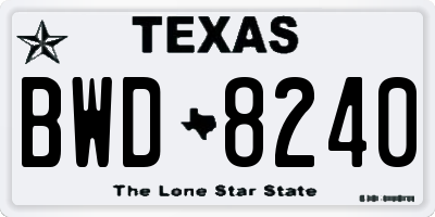 TX license plate BWD8240