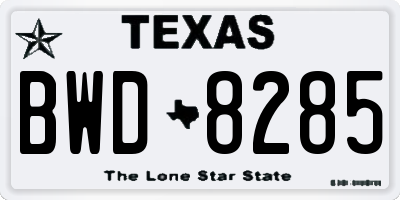 TX license plate BWD8285