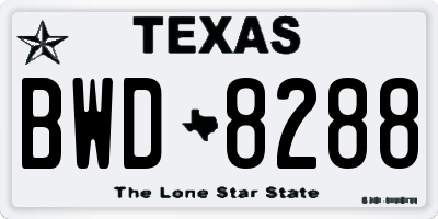 TX license plate BWD8288