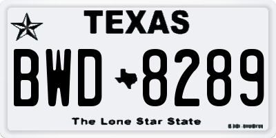 TX license plate BWD8289
