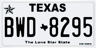 TX license plate BWD8295