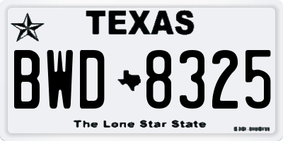 TX license plate BWD8325