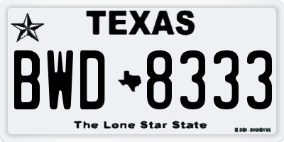 TX license plate BWD8333
